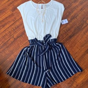 White & Blue Romper